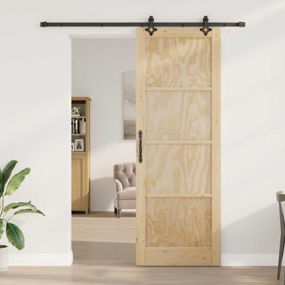 Porta scorrevole Naturale e Nero 83 x 232 cm | homemem39
