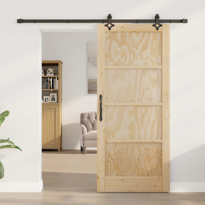 Porta scorrevole Naturale e Nero 86 x 198,5 cm | homemem39