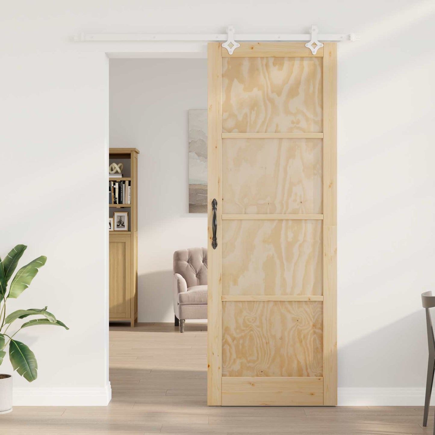 Porta scorrevole Naturale e Bianco 83 x 232 cm | homemem39