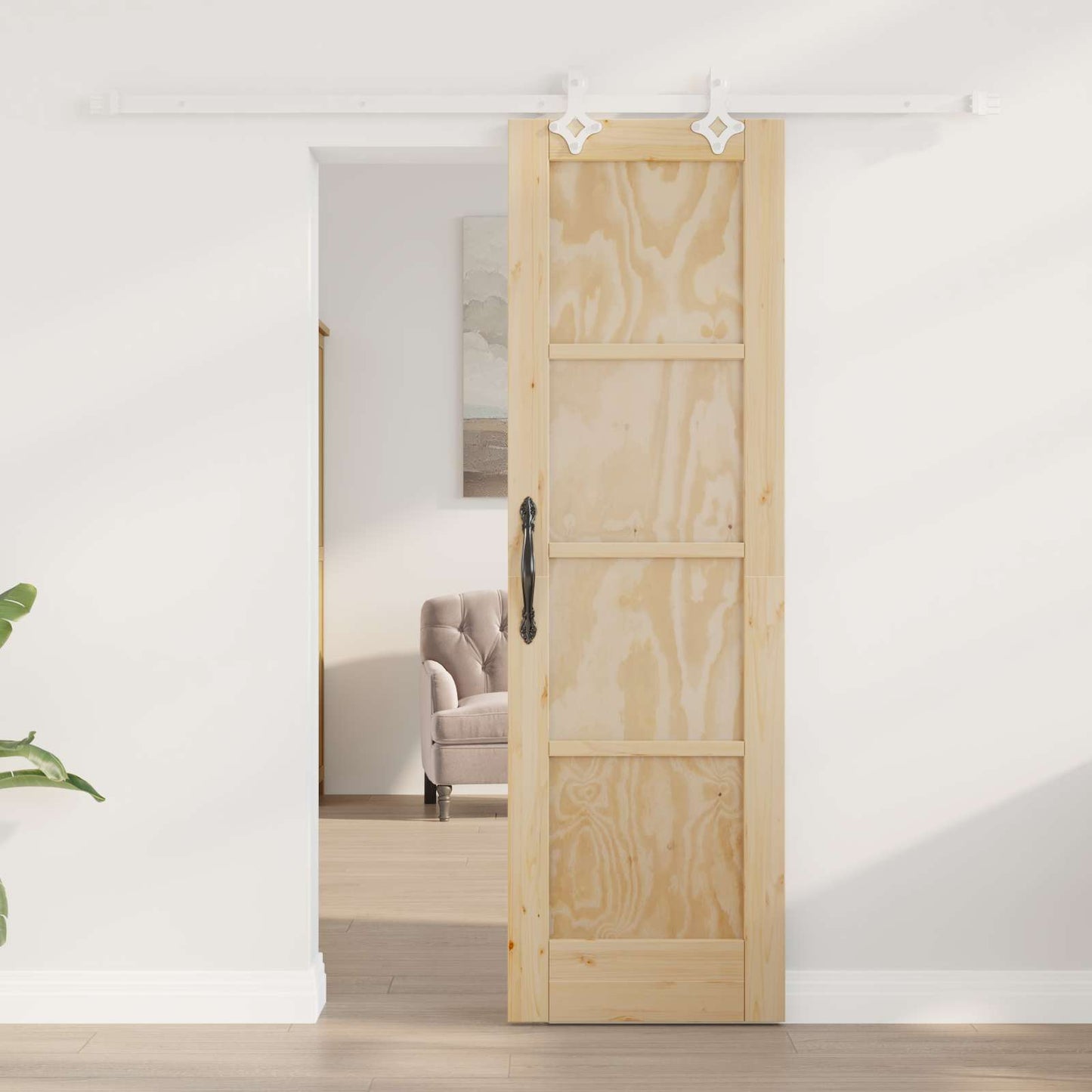 Porta scorrevole Naturale e Bianco 61 x 198,5 cm | homemem39