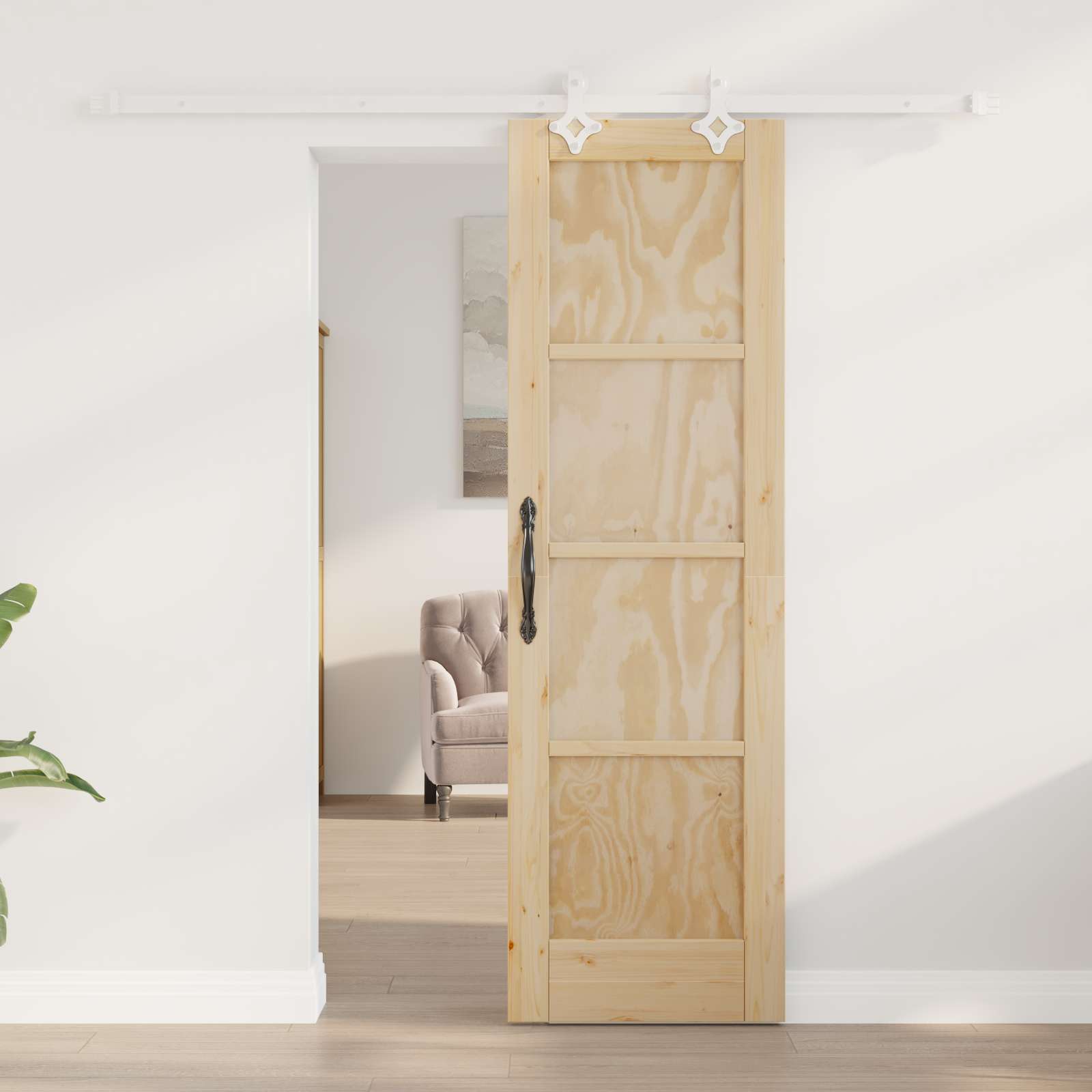 Porta scorrevole Naturale e Bianco 61 x 198,5 cm | homemem39