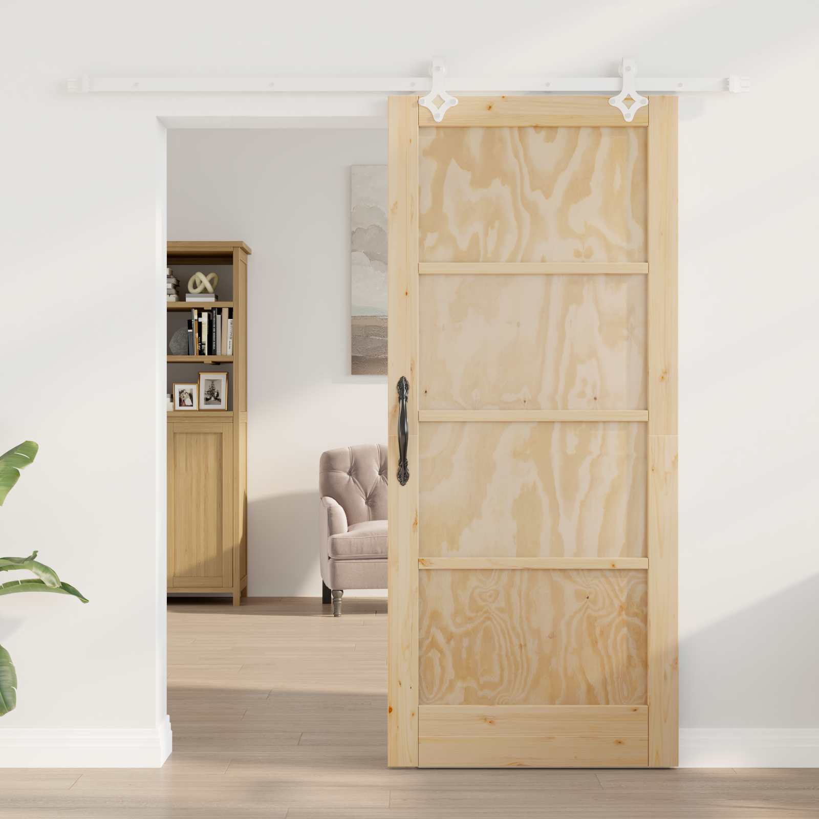 Porta scorrevole Naturale e Bianco 86 x 198,5 cm | homemem39