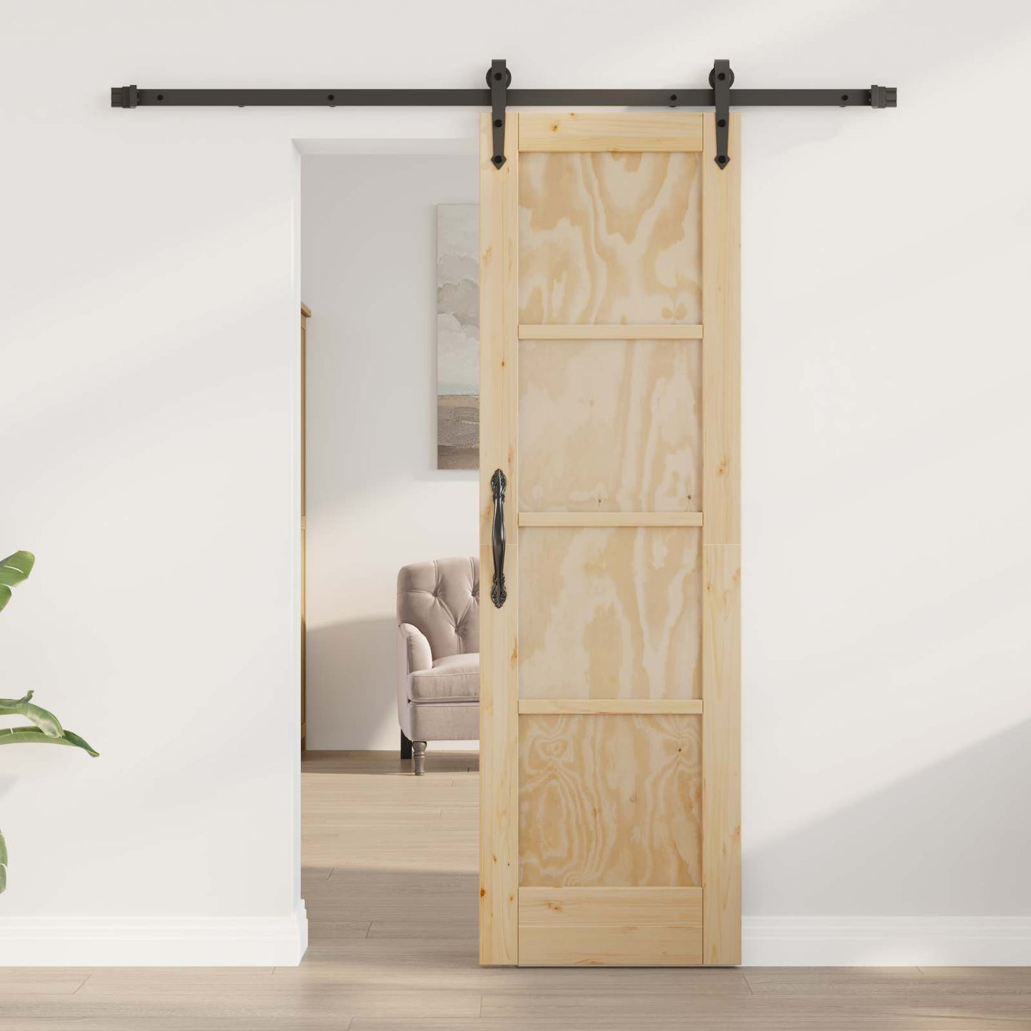 Porta scorrevole ORKDAL Naturale e Nero 61 x 198,5 cm | homemem39