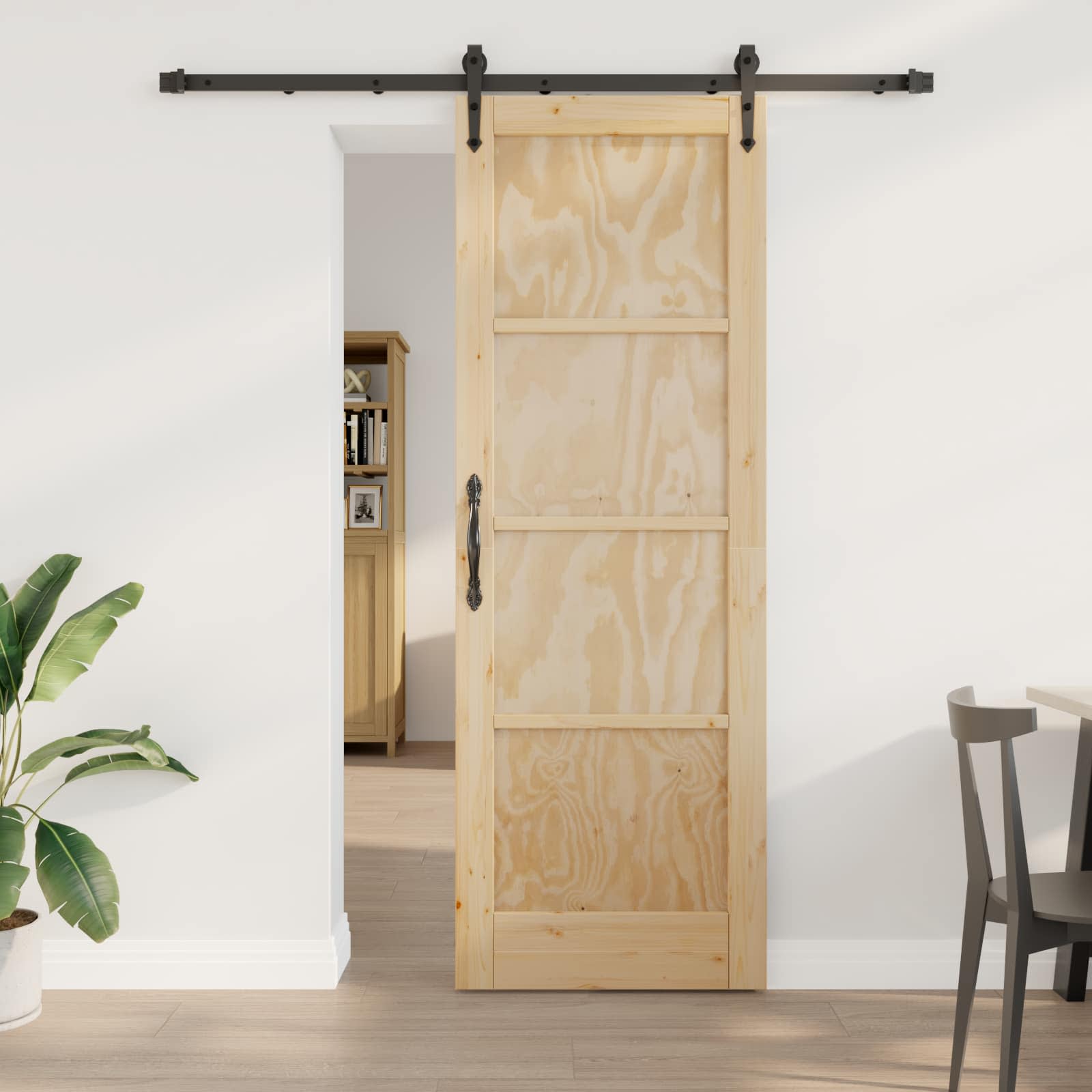 Porta scorrevole ORKDAL Naturale e Nero 73,5 x 211 cm | homemem39