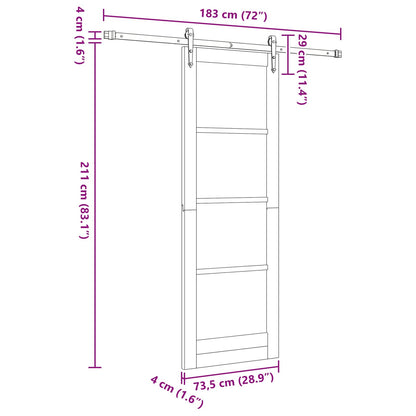 Porta scorrevole ORKDAL Naturale e Nero 73,5 x 211 cm | homemem39