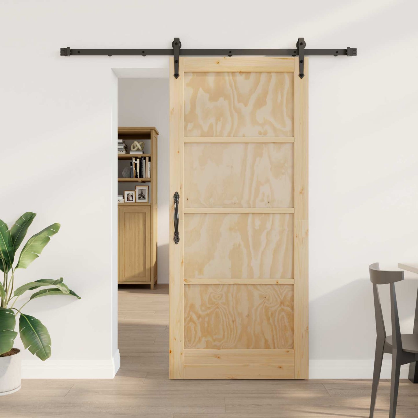 Porta scorrevole ORKDAL Naturale e Nero 86 x 198,5 cm | homemem39