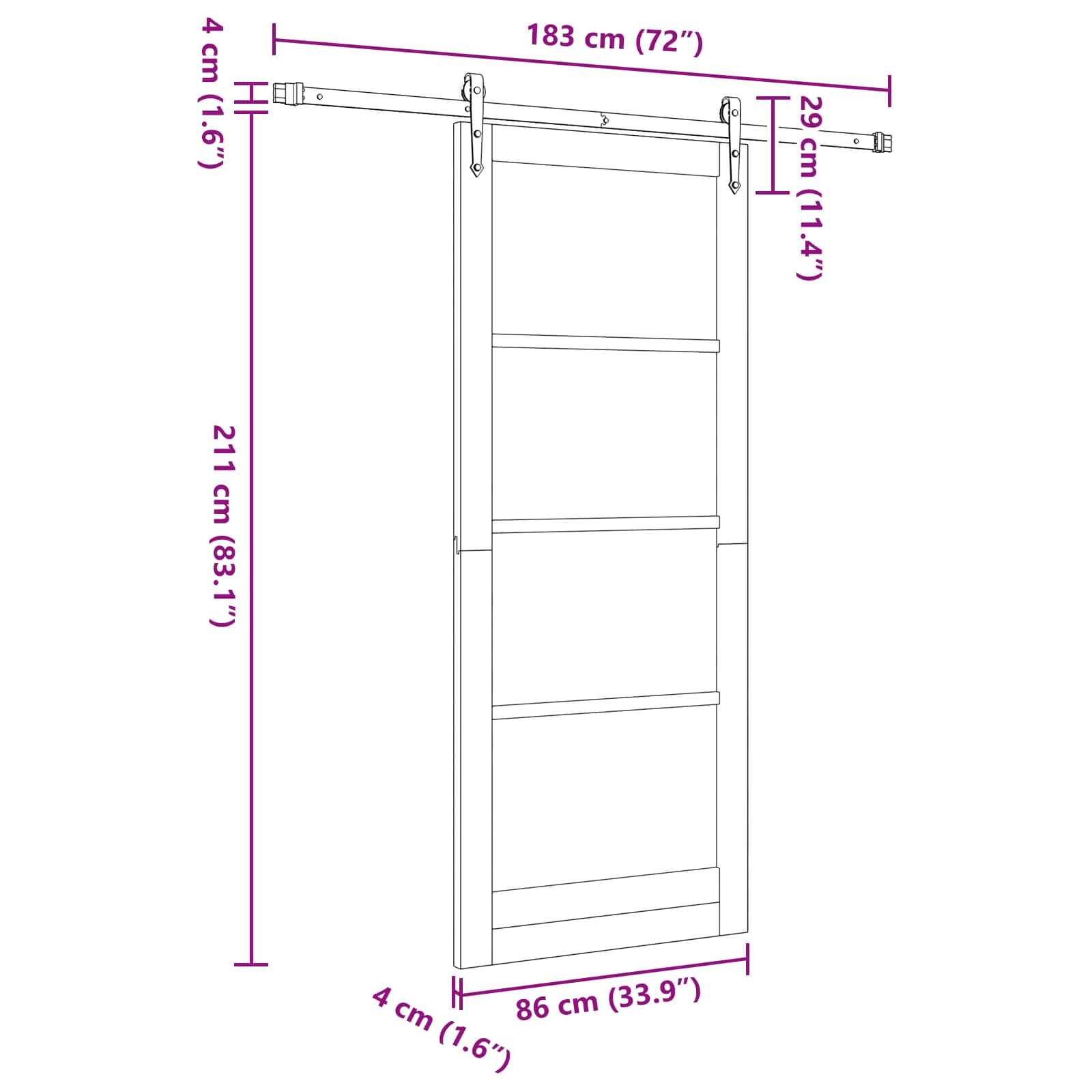 Porta scorrevole ORKDAL Naturale e Nero 86 x 211 cm | homemem39