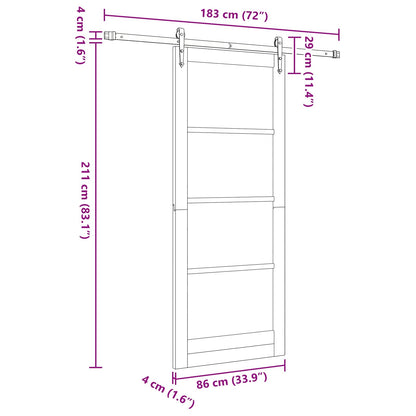 Porta scorrevole ORKDAL Naturale e Nero 86 x 211 cm | homemem39