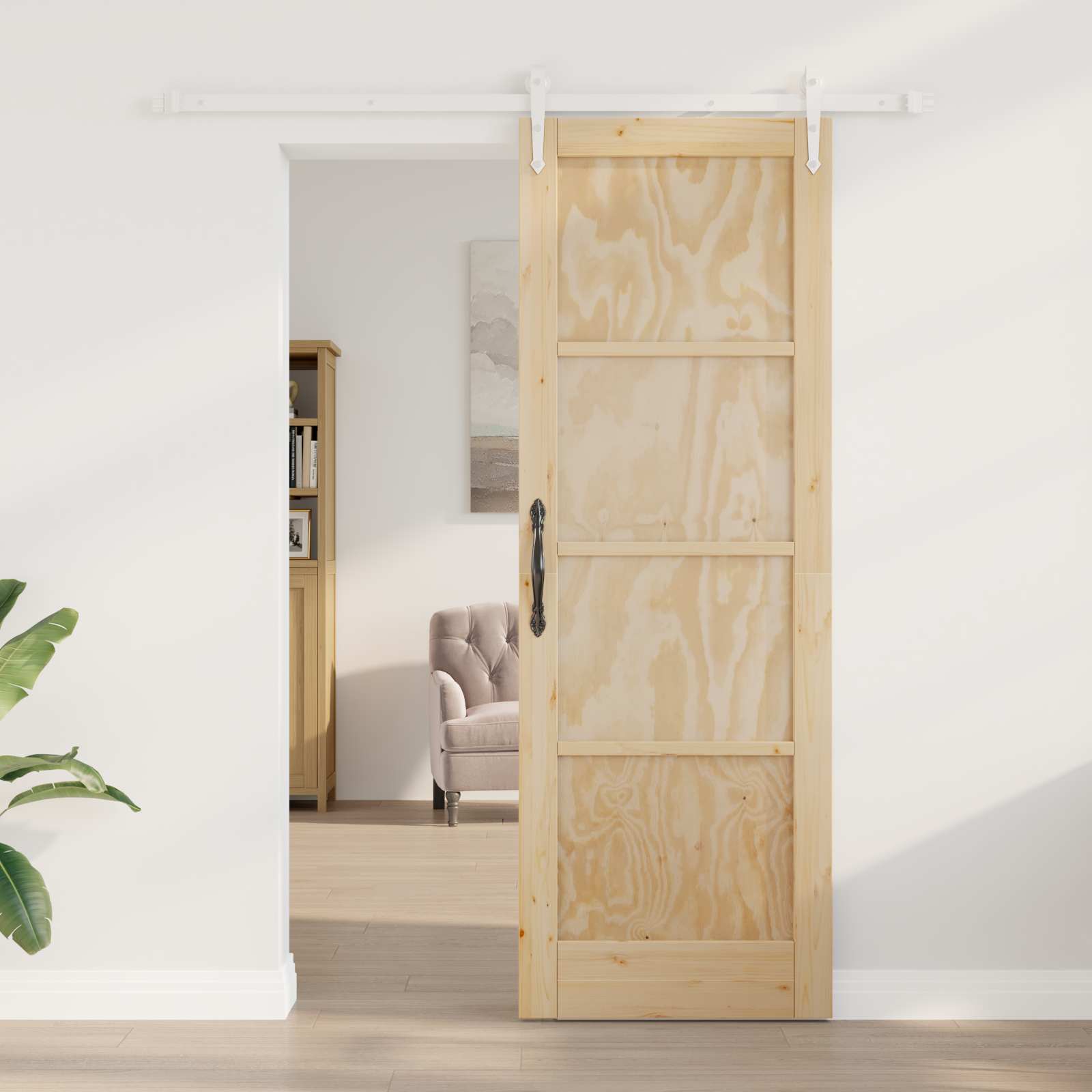 Porta scorrevole ORKDAL Naturale e Bianco 73,5 x 211 cm | homemem39