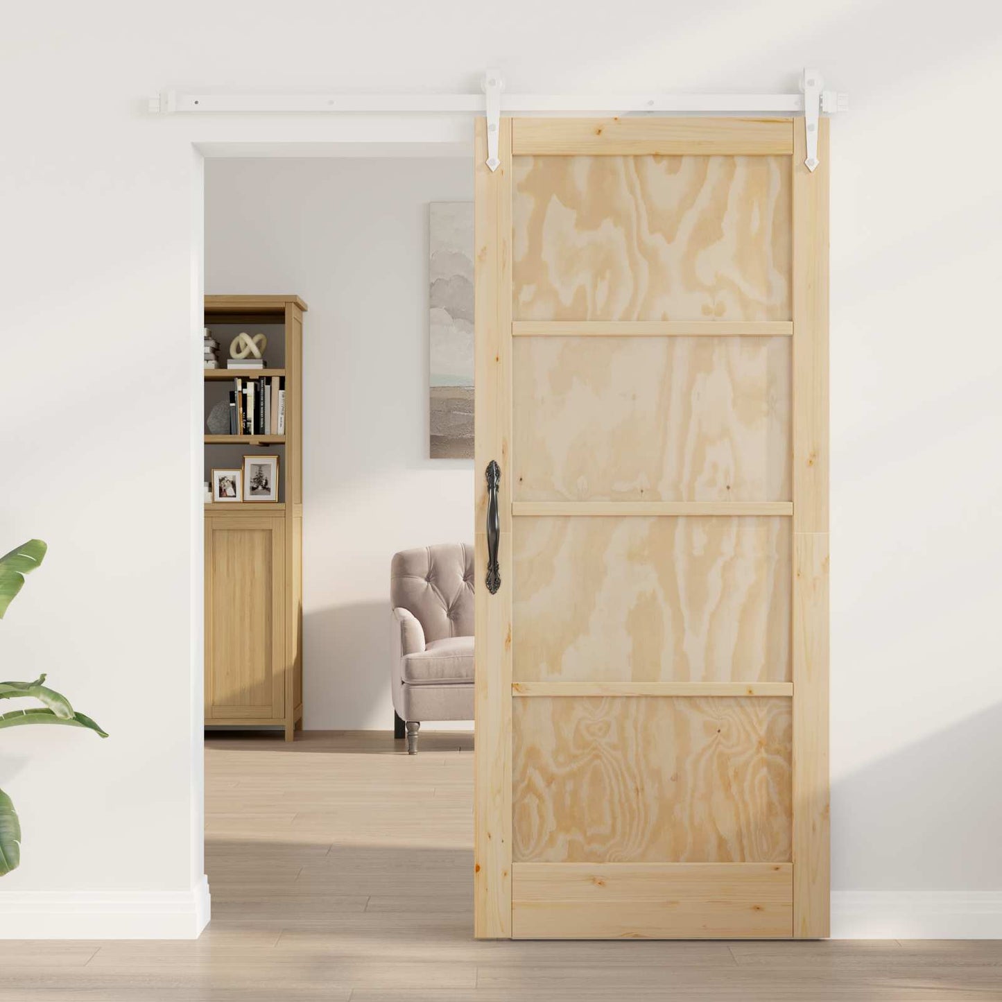 Porta scorrevole ORKDAL Naturale e Bianco 86 x 211 cm | homemem39
