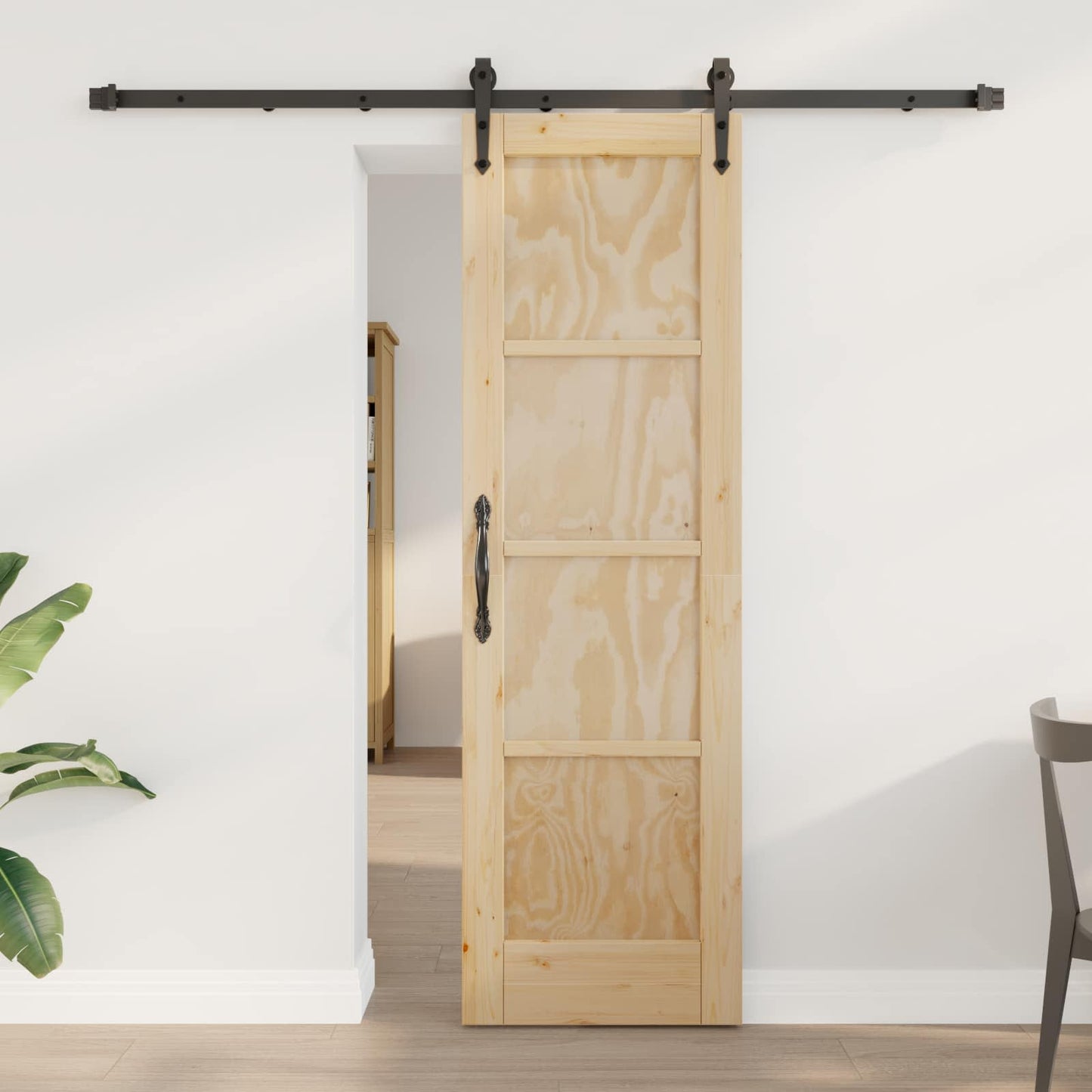 Porta scorrevole ORKDAL Naturale e Nero 61 x 198,5 cm | homemem39