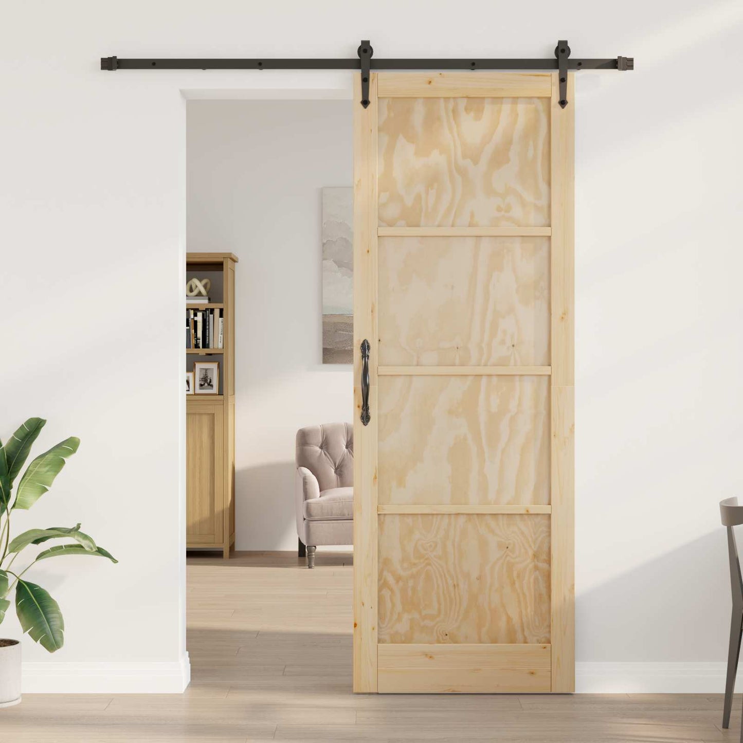 Porta scorrevole ORKDAL Naturale e Nero 83 x 232 cm | homemem39