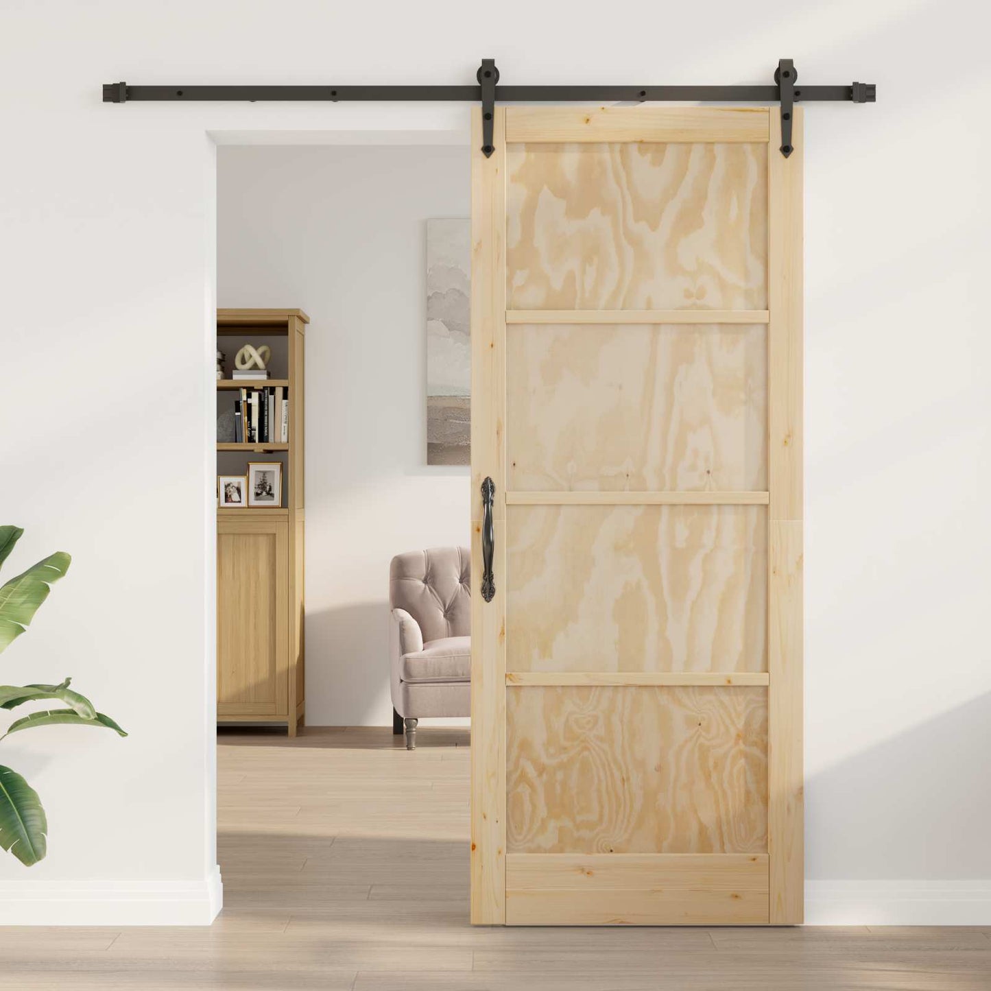 Porta scorrevole ORKDAL Naturale e Nero 86 x 211 cm | homemem39