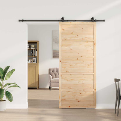Porta scorrevole Naturale 100 x 208 cm Legno Massello di Pino
