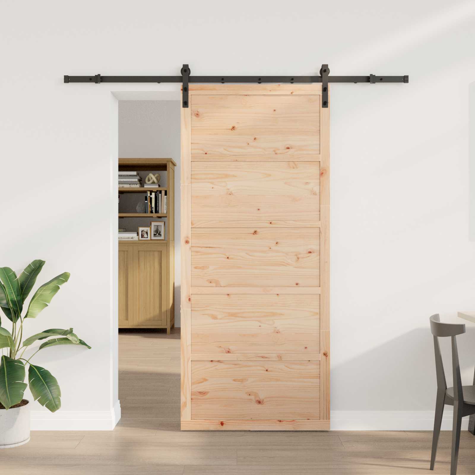Porta scorrevole Naturale 100 x 208 cm Legno Massello di Pino | homemem39