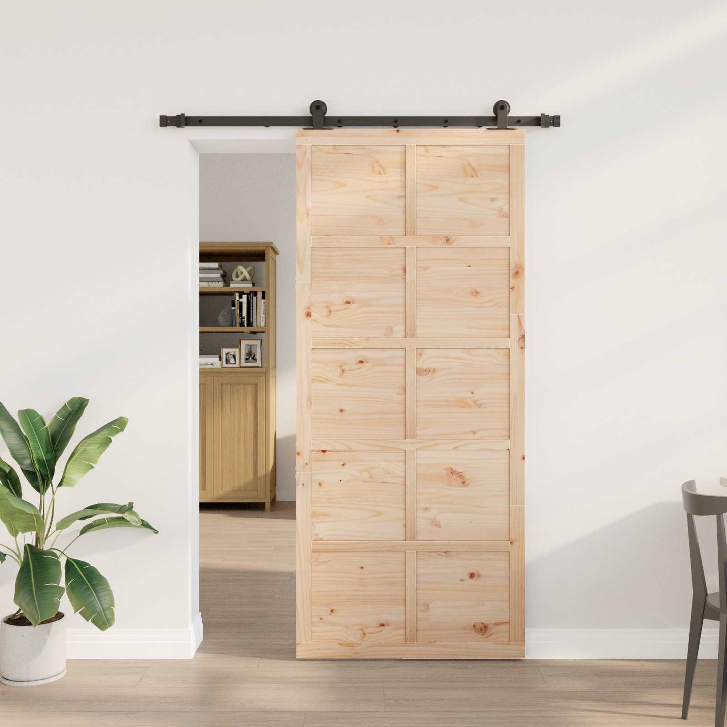 Porta scorrevole Naturale 80 x 208 cm Legno Massello di Pino | homemem39