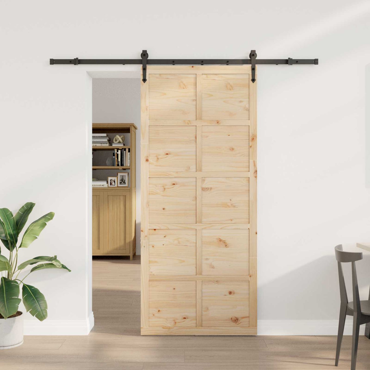 Porta scorrevole Naturale 80 x 208 cm Legno Massello di Pino | homemem39