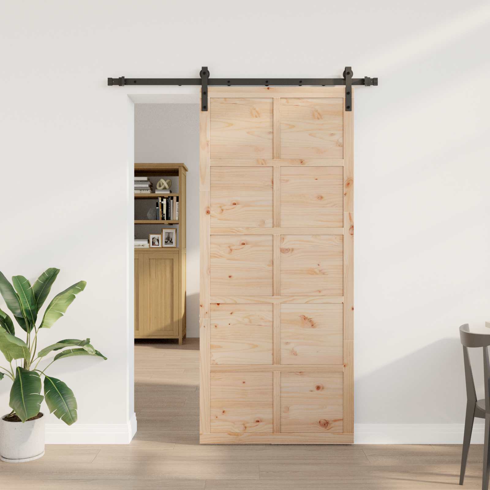 Porta scorrevole Naturale 80 x 208 cm Legno Massello di Pino | homemem39