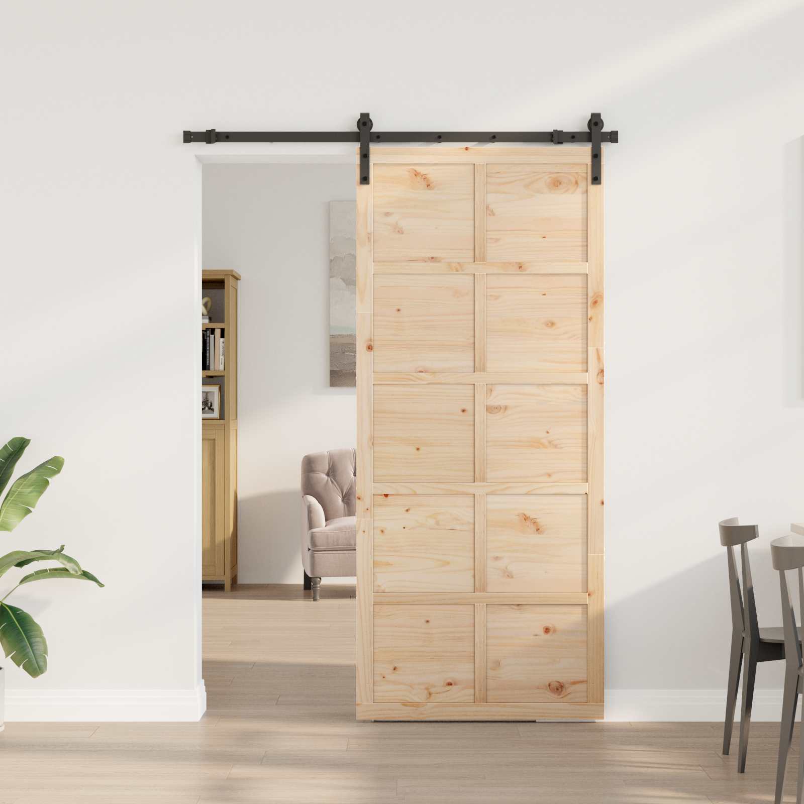 Porta scorrevole Naturale 80 x 208 cm Legno Massello di Pino | homemem39