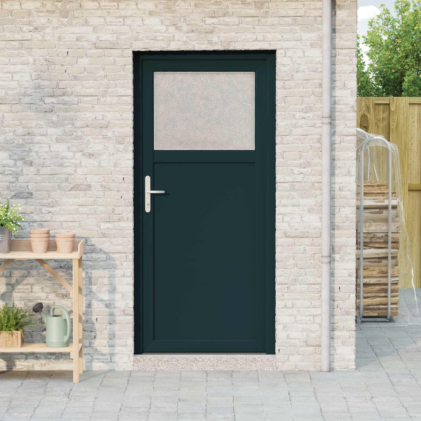 Porta d'ingresso laterale Antracite 88 x 198 cm PVC | homemem39