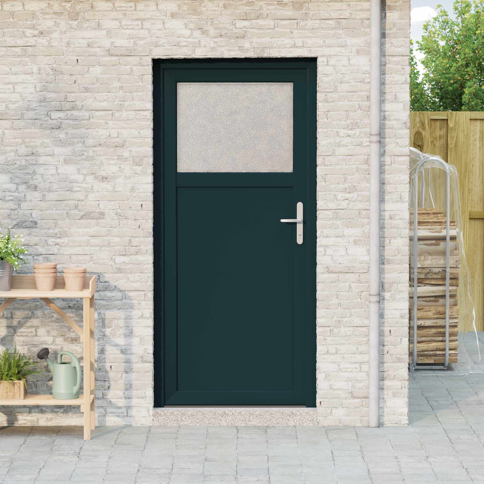 Porta d'ingresso laterale Antracite 98 x 198 cm PVC | homemem39