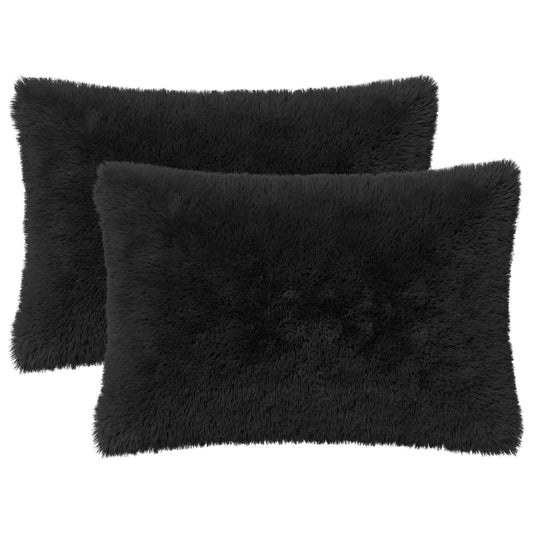 Cuscino con cuscino HEERLEN 2 pz Nero Fleece PV