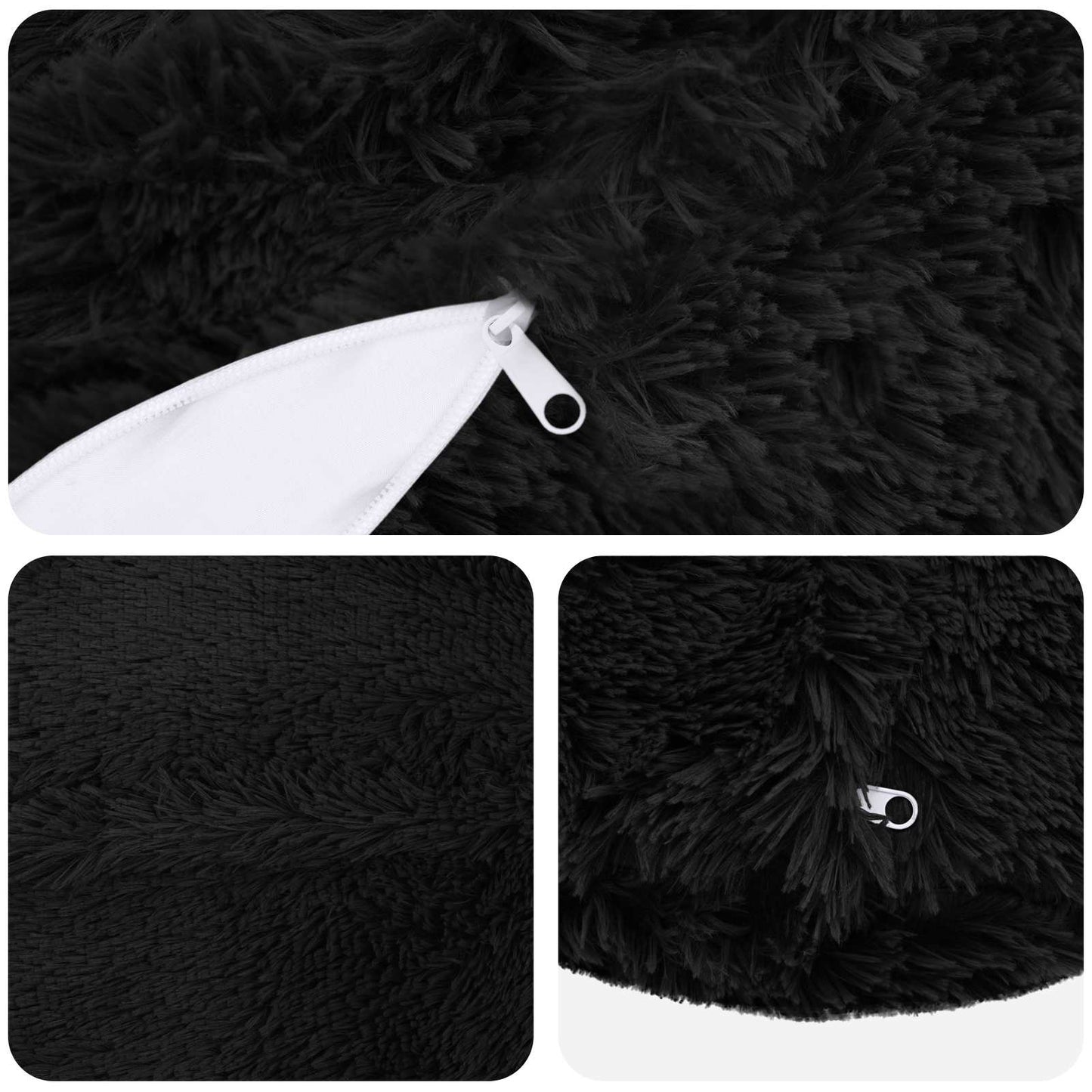 Cuscino con cuscino HEERLEN 2 pz Nero Fleece PV | homemem39