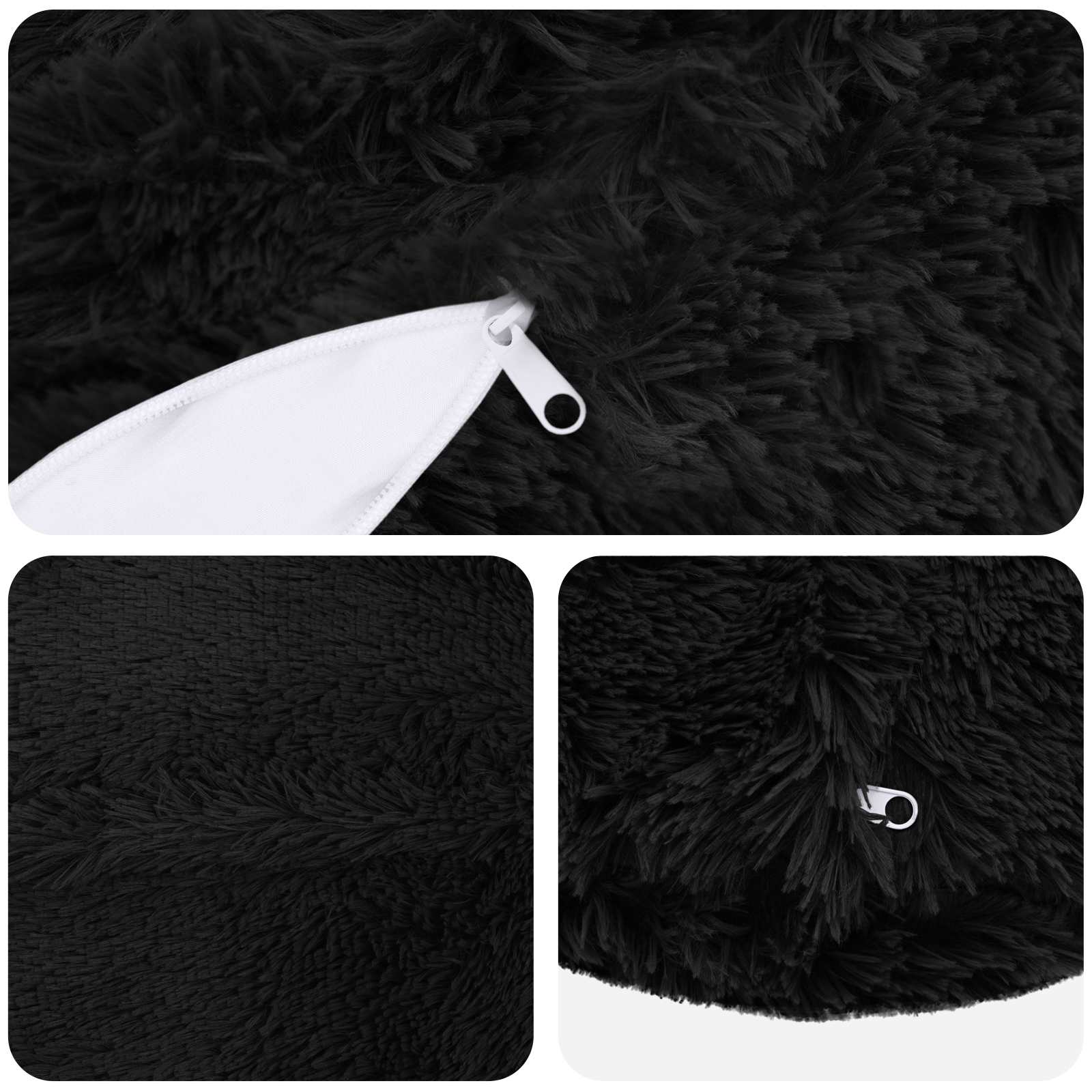 Cuscino con cuscino HEERLEN 6 pz Nero Fleece PV | homemem39
