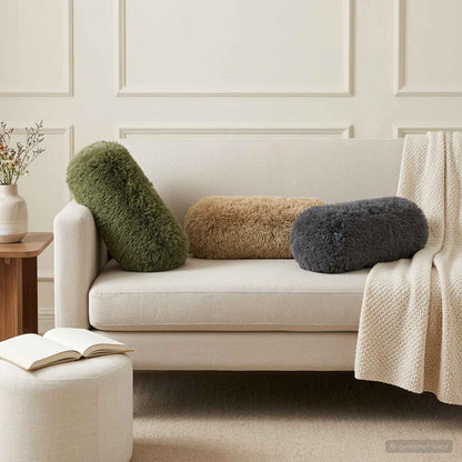 Cuscino con cuscino HEERLEN 2 pz Grigio Chiaro Fleece PV