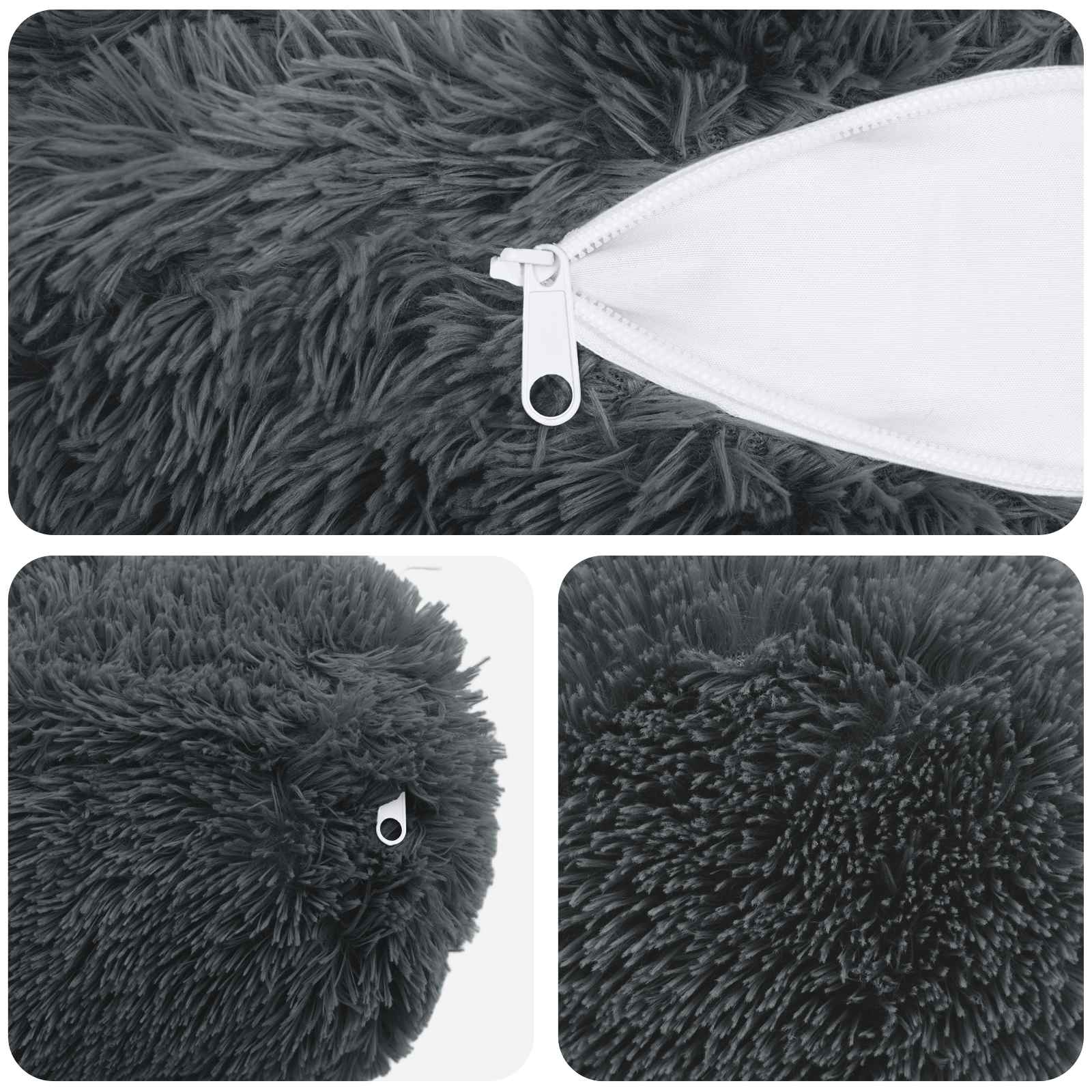 Cuscino con cuscino HEERLEN 6 pz Antracite Fleece PV | homemem39