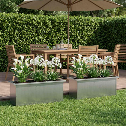 Fioriera da giardino con LED 2 pz Argento 30 x 80 x 30 cm
