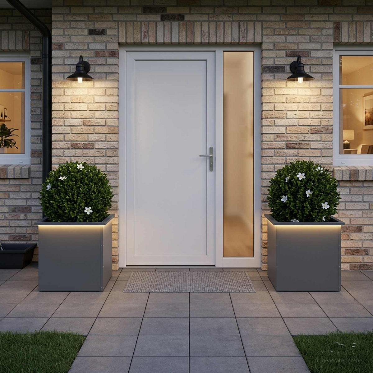 Fioriera da giardino con LED 2 pz Antracite 50 x 50 x 48 cm | homemem39