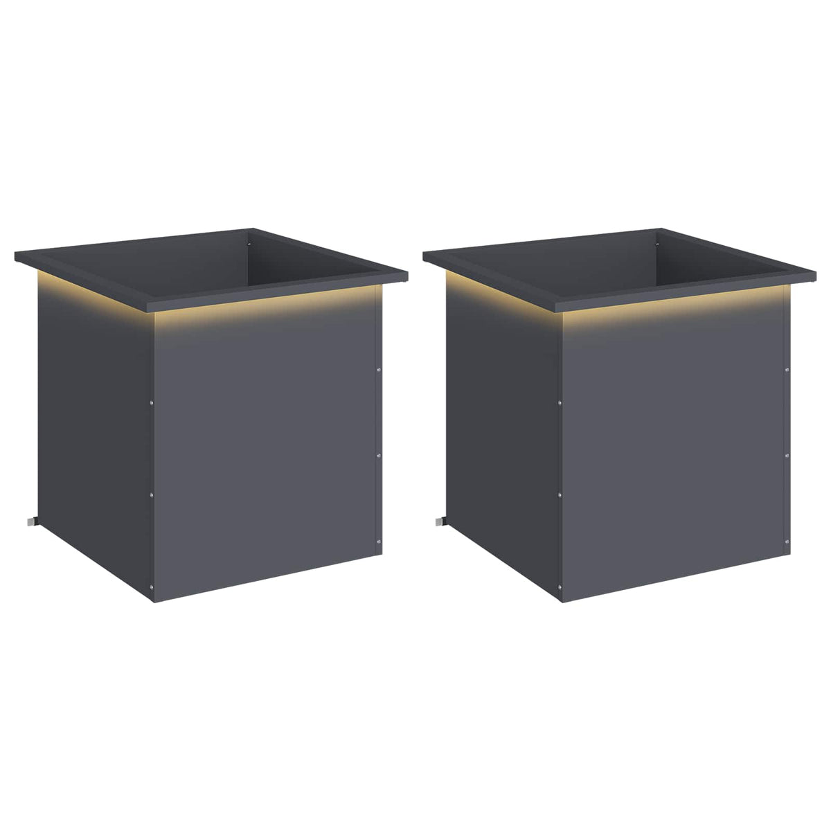 Fioriera da giardino con LED 2 pz Antracite 50 x 50 x 48 cm | homemem39