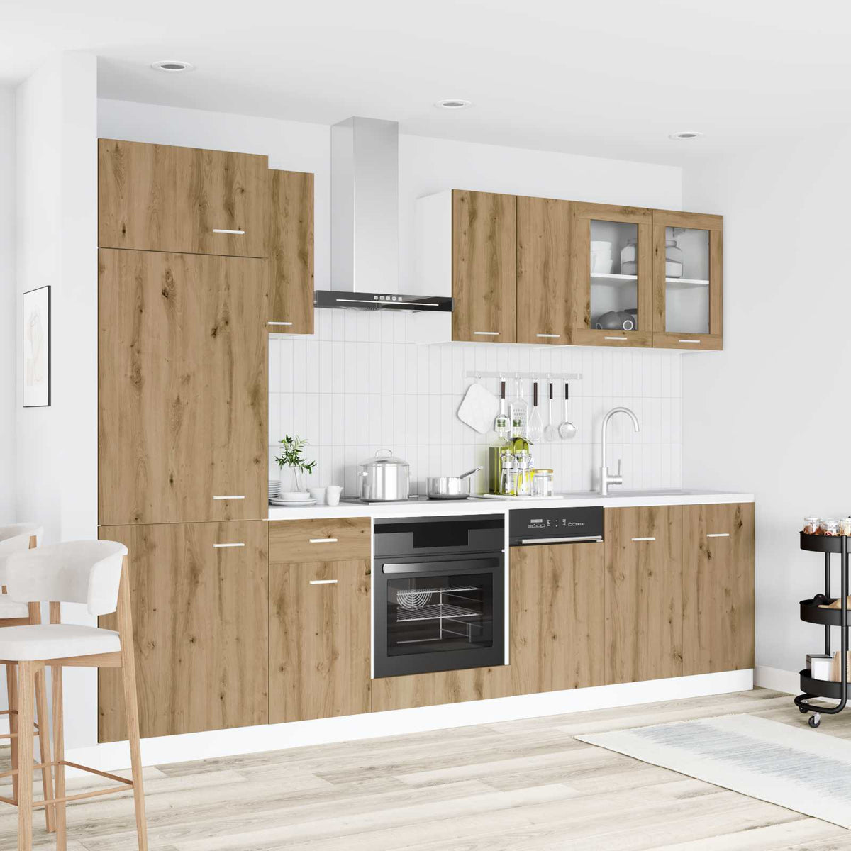 Unità Cucina Lyon 8 pz Rovere Artigianale Legno ingegnerizzato