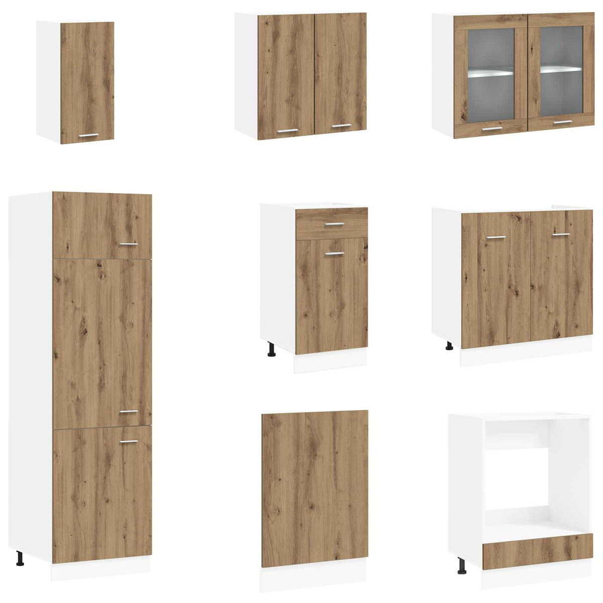 Unità Cucina Lyon 8 pz Rovere Artigianale Legno ingegnerizzato