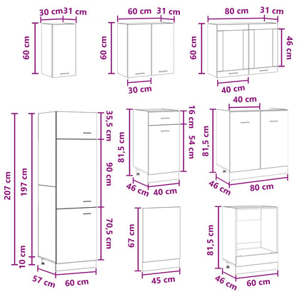 Unità Cucina Lyon 8 pz Rovere Artigianale Legno ingegnerizzato | homemem39