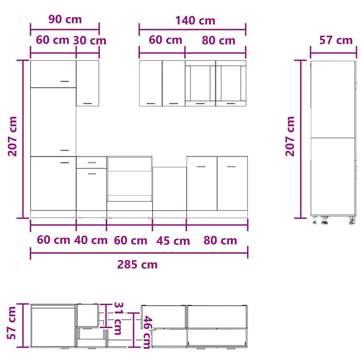 Unità Cucina Lyon 8 pz Rovere Artigianale Legno ingegnerizzato | homemem39