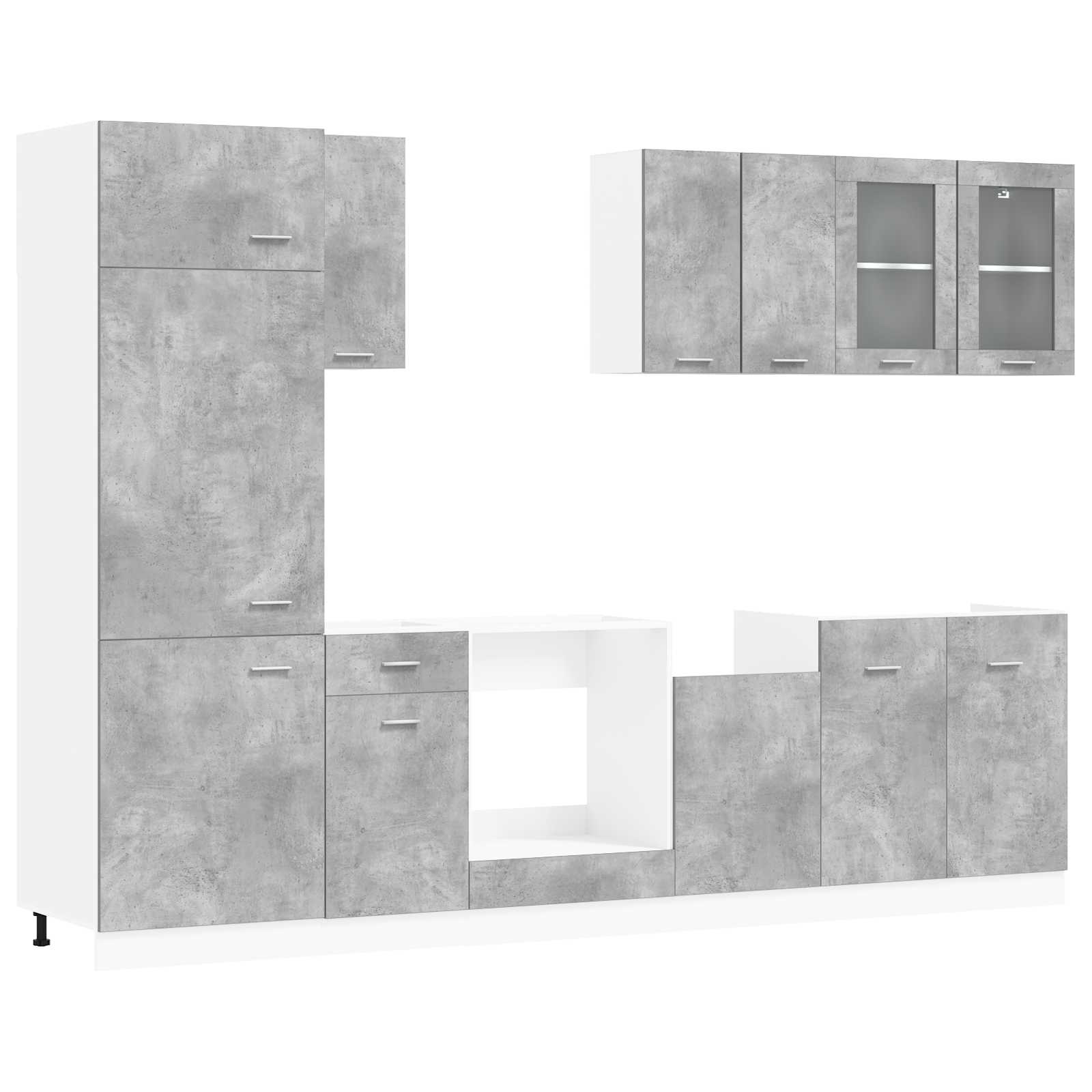 Unità Cucina Lyon 8 pcs Grigio Cemento Legno ingegnerizzato | homemem39