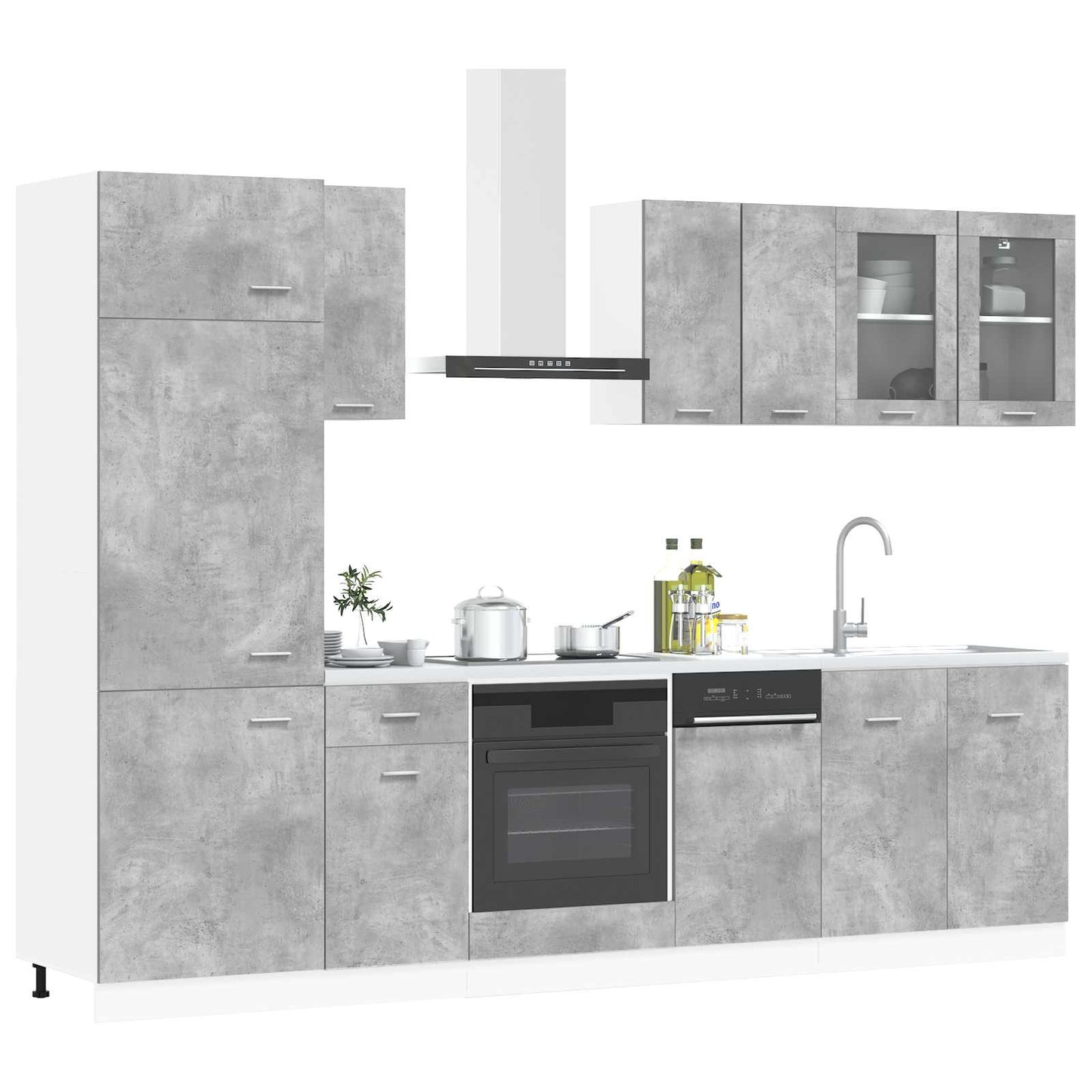 Unità Cucina Lyon 8 pcs Grigio Cemento Legno ingegnerizzato