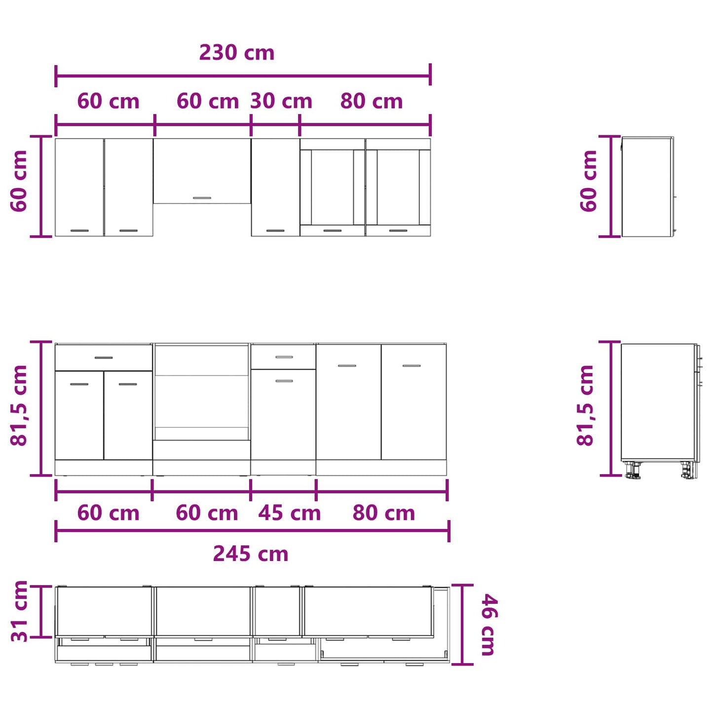 Unità Cucina Lyon 8 pcs Legno multistrato | homemem39