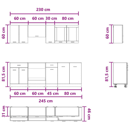 Unità Cucina Lyon 8 pcs Legno multistrato | homemem39