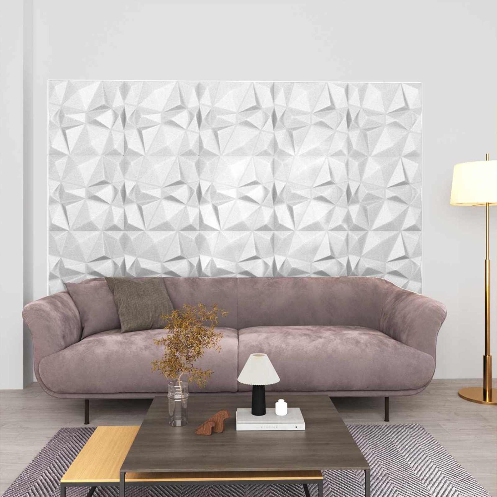 Pannelli da parete 24 pcs Bianco Diamante 50 x 50 cm | homemem39