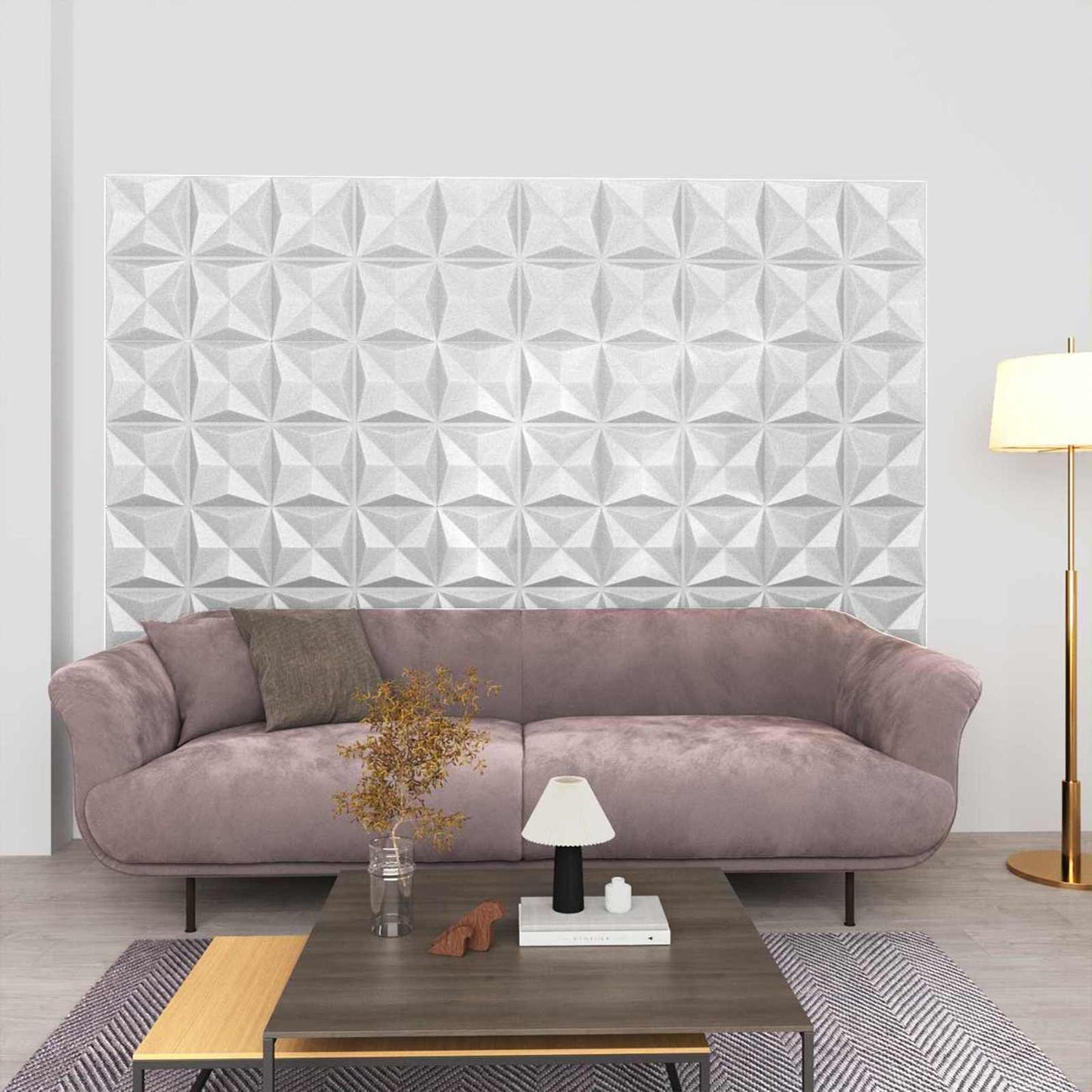 Pannelli da parete 12 pcs Bianco Origami 50 x 50 cm Schiuma XPS