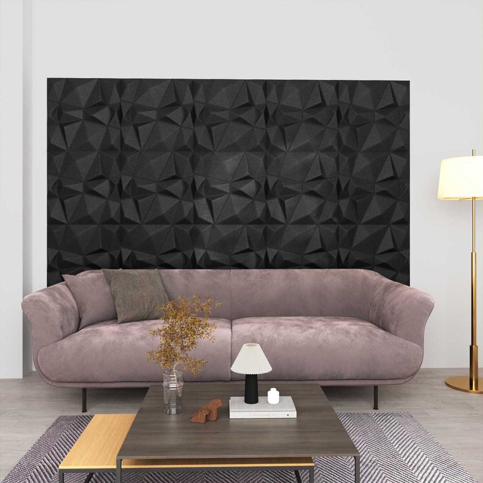 Pannelli da parete 24 pcs Nero Diamante 50 x 50 cm Schiuma XPS | homemem39