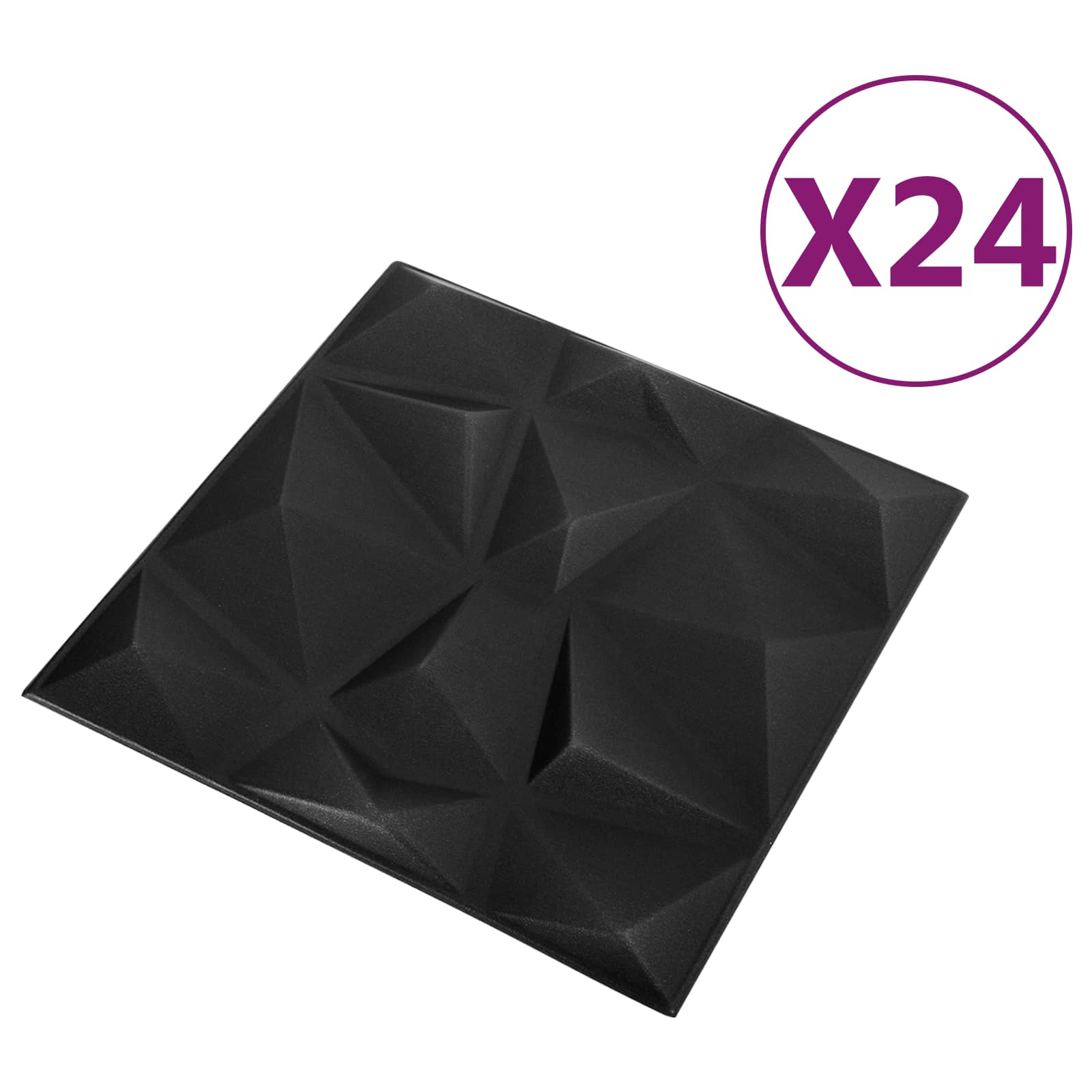 Pannelli da parete 24 pcs Nero Diamante 50 x 50 cm Schiuma XPS | homemem39