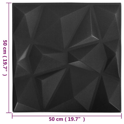 Pannelli da parete 12 pcs Origami Nero 50 x 50 cm Schiuma XPS | homemem39