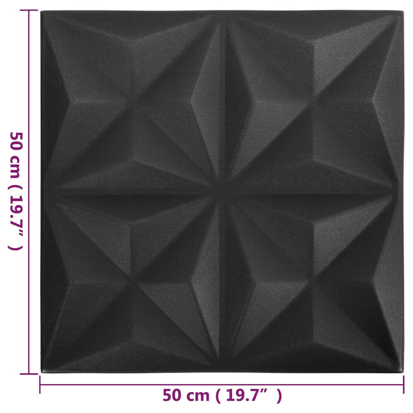 Pannelli da parete 48 pcs Origami Nero 50 x 50 cm Schiuma XPS | homemem39
