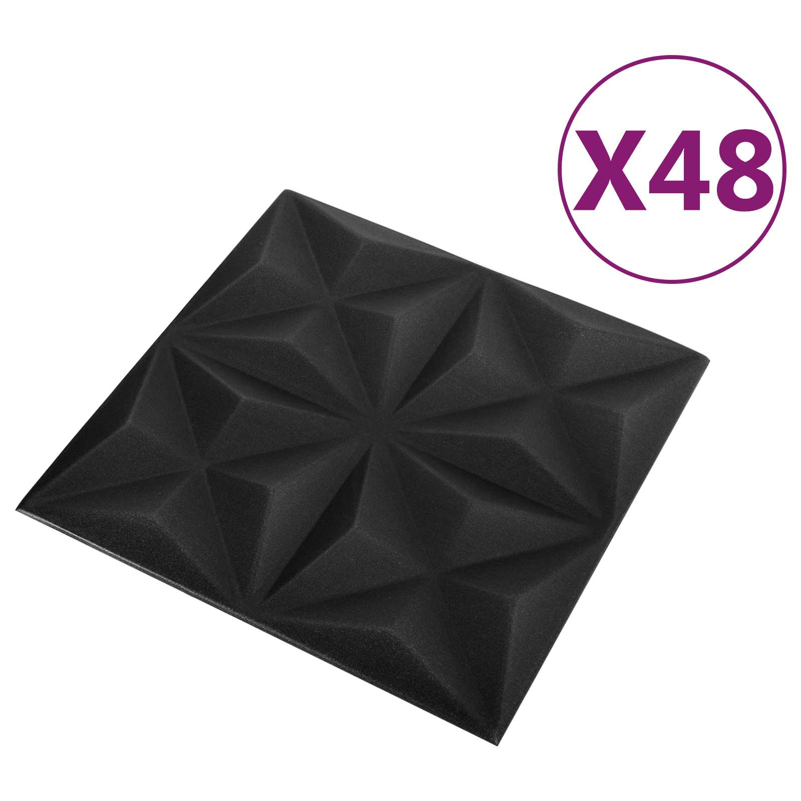 Pannelli da parete 48 pcs Origami Nero 50 x 50 cm Schiuma XPS | homemem39