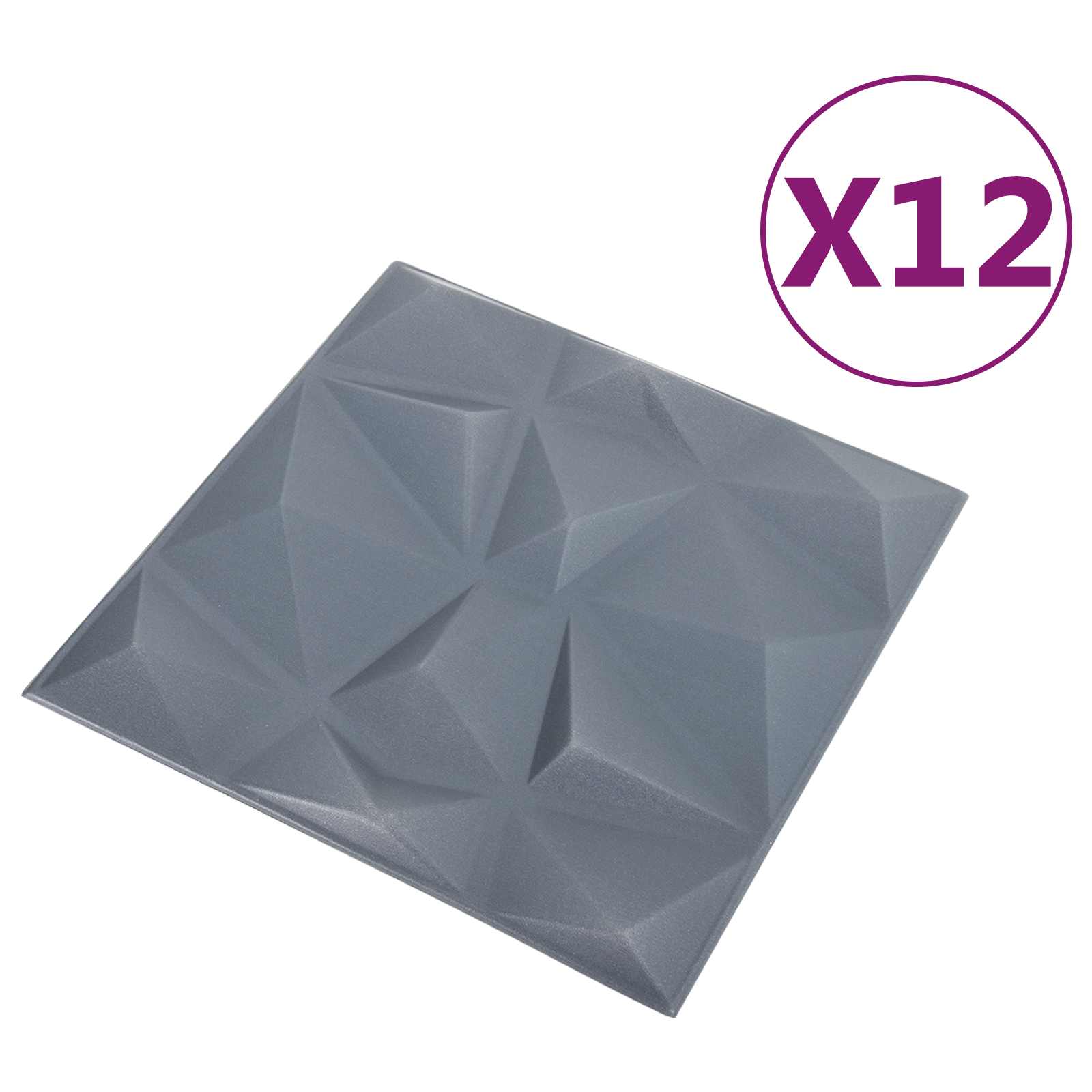 Pannelli da parete 12 pcs Grigio Diamante 50 x 50 cm | homemem39