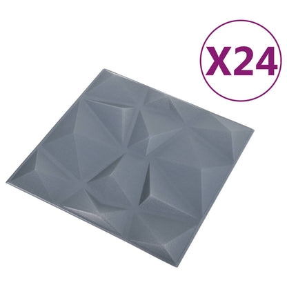 Pannelli da parete 24 pcs Grigio Diamante 50 x 50 cm | homemem39
